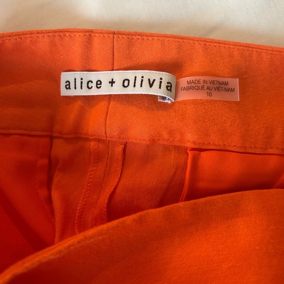 ALICE + OLIVIA Dylan Linen Blend Wide Leg Pants in Sienna. Women’s Size 10 - Picture 9 of 10